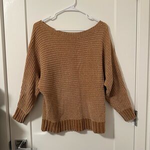 FOREVER 21 Chenille Sweater Top in Tan Camel Beige